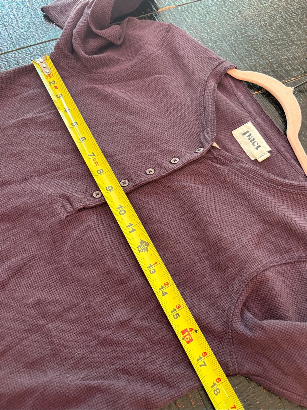 Pact Thermal Waffle Henley Plum Purple Organic Cotton size Small - Picture 6 of 7